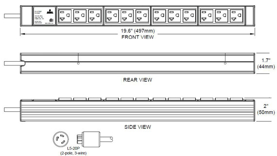 Basic Rack PDU, 12 Outlets 5-20R