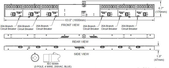 Basic Rack PDU, 48 Outlets (42) IEC-C13 & (6) IEC-C19, 52A