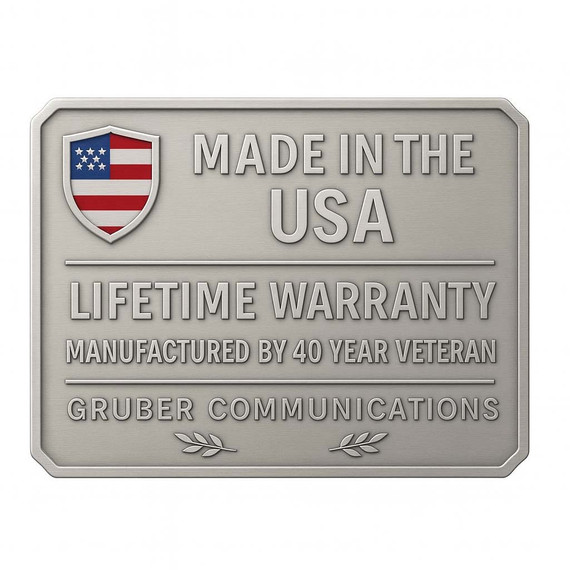 The 34-104410-GRU1M is made in the USA and is covered by Gruber's Lifetime warranty