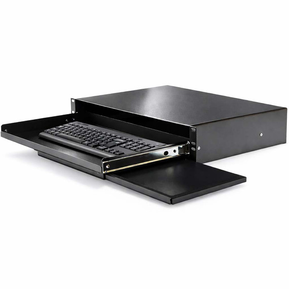 34-105040 2U Flush Mount Keyboard Shelf with a keyboard