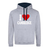 I Love Cambridge (White) Contrast Hoodie