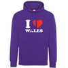 White I Love Wales Adult Hoodie