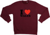 Black I Love Wales Sweatshirt - Adult