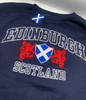 Edinburgh Harvard text Embroidered Applique Adult Sweatshirt Navy with 2 Red Lions
