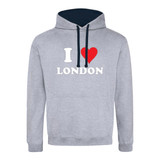 I Love London (White) Contrast Hoodie