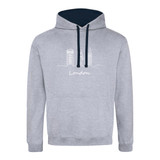 London Icons White Sketch Contrast Hoodie