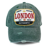 CNV1001-FOR London Urban Vintage Emb Badge cap, Forest Green