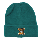 Highland Coo Embroidered Beanie Moss Green