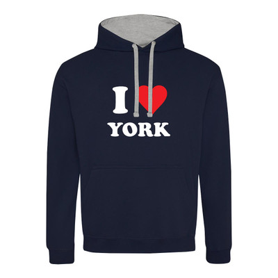 I Love York (White) Contrast Hoodie