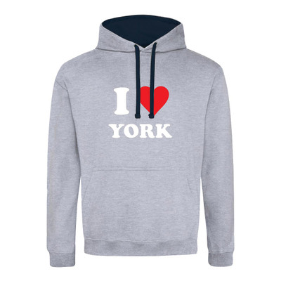 I Love York (White) Contrast Hoodie