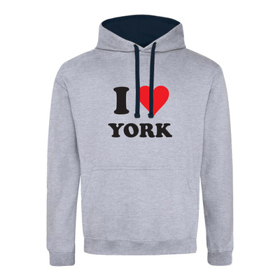 I Love York (Black) Contrast Hoodie