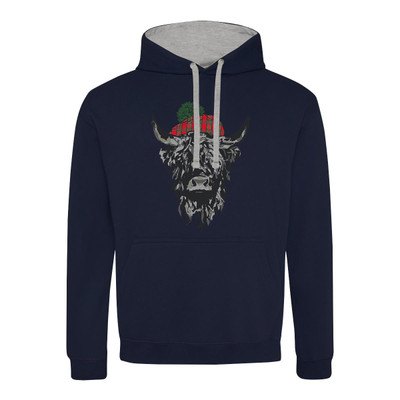 Highland Cow with Hat Contrast Hoodie