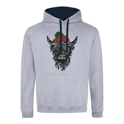 Highland Cow with Hat Contrast Hoodie