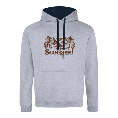 Distressed Scotland Lions and Flag Contrast Hoodie