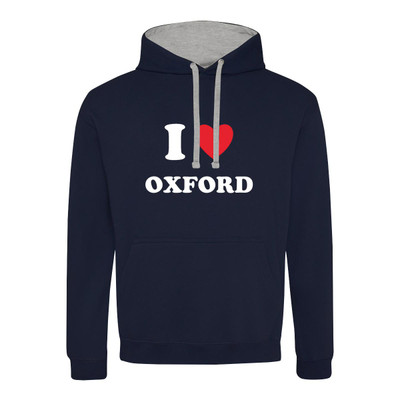 I Love Oxford (White) Contrast Hoodie