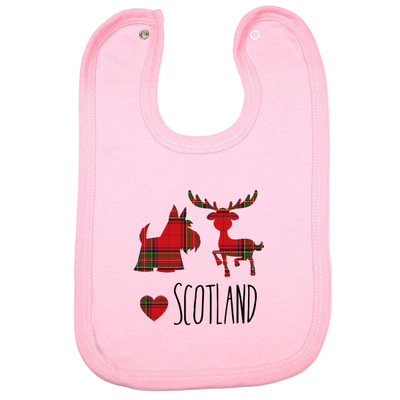 Tartan Stag Scottie Baby Bib