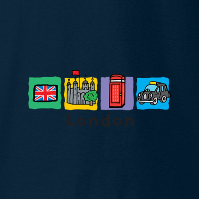 London 4 squares - telephone box  Kids T-Shirt