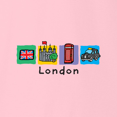 London 4 squares - telephone box  Kids T-Shirt
