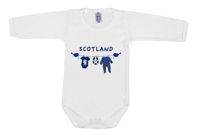 Scotland Washing Line (Navy) Baby L/SL Bodysuit