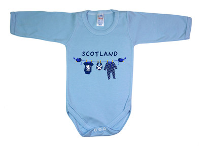 Scotland Washing Line (Navy) Baby L/SL Bodysuit