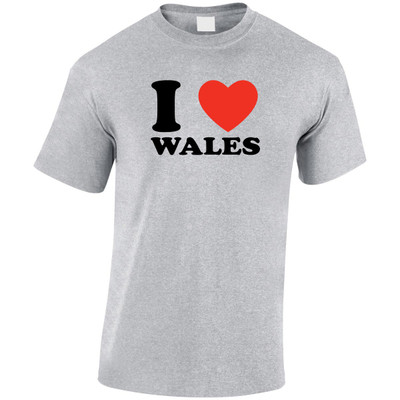 Black I Heart Wales Adult T-Shirt