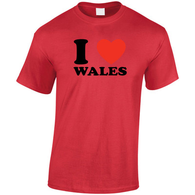Black I Heart Wales Adult T-Shirt