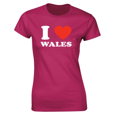 White I Heart Wales Adult T-Shirt