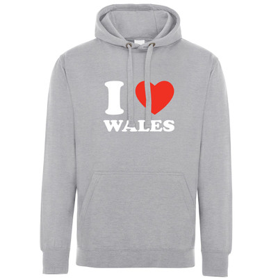 White I Love Wales Adult Hoodie