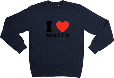 Black I Love Wales Sweatshirt - Adult