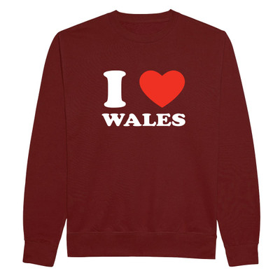 White I Love Wales Sweatshirt - Adult