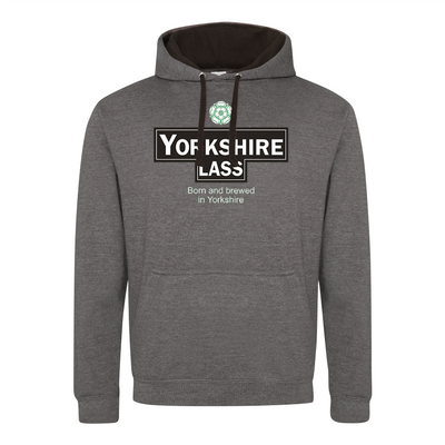 Yorkshire LASS born and brewed contrast hoodie