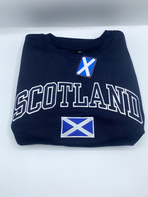 Scotland Harvard Text with Saltire Applique Adult Sweatshirt Navy