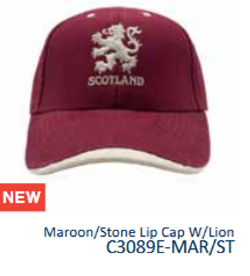 C3089E-MAR/ST Maroon/Stone Lip Cap W/Lion