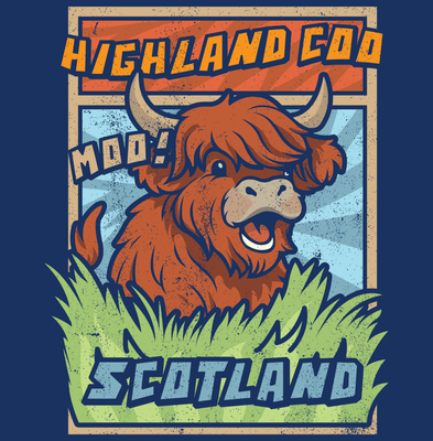 Highland Cow - Comic Poster - Adult T-shirt