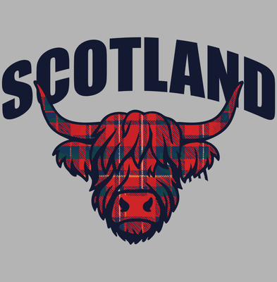 Tartan Cow Harvard - Navy Adult T-shirt