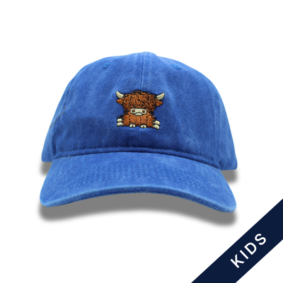 Kids - Vintage Shaggy Highland Cow - Vintage Royal Blue