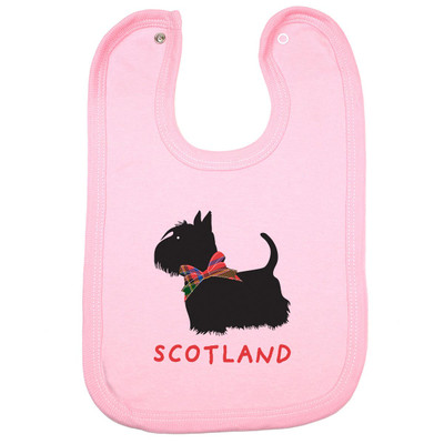 Scottie Dog Tartan Bow Baby Bib