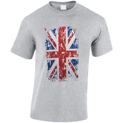 (HP)#Distressed Union Jack Print T-Shirt