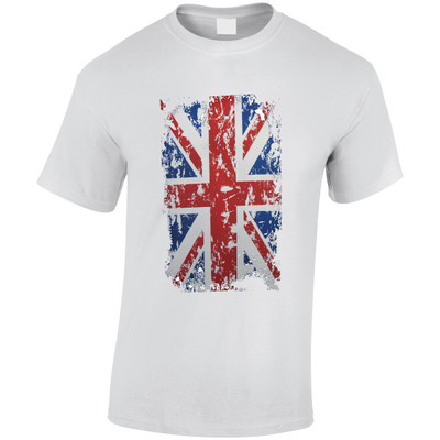 (HP)#Distressed Union Jack Print T-Shirt