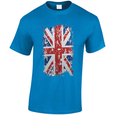 (HP)#Distressed Union Jack Print T-Shirt