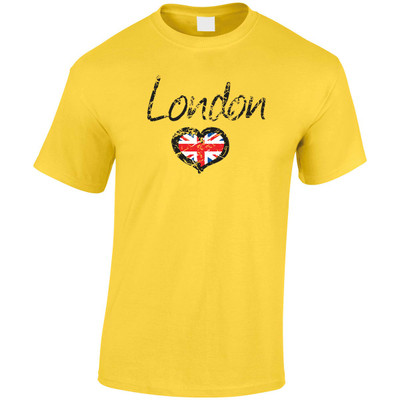 (DP)#Distressed London with Union Jack Heart T-Shirt