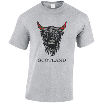 (DP)#Scotland Tartan Highland Cow T-Shirt