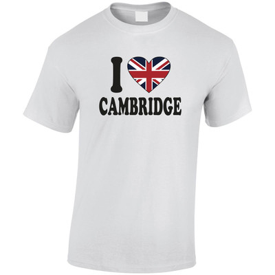 (DP)#I Love Cambridge Union Jack Heart (Black) T-Shirt