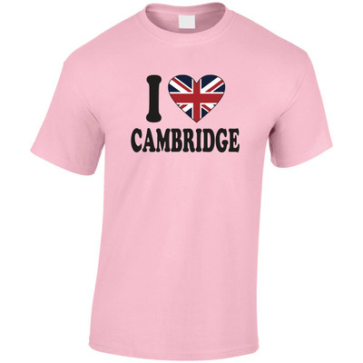 (DP)#I Love Cambridge Union Jack Heart (Black) T-Shirt