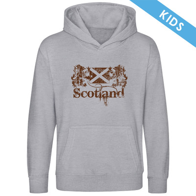 Distressed Scotland Lions and Flag Kids Hood