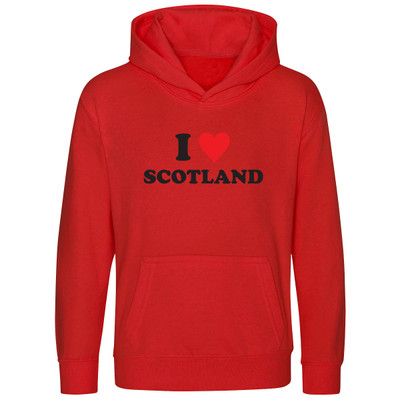 I Love Scotland (Black) Kids Hood