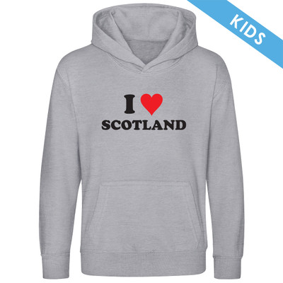 I Love Scotland (Black) Kids Hood