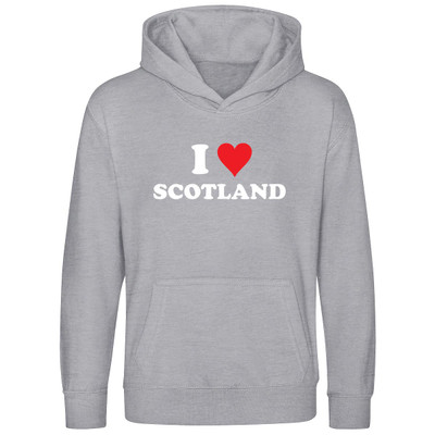 I Love Scotland (White) Kids Hood