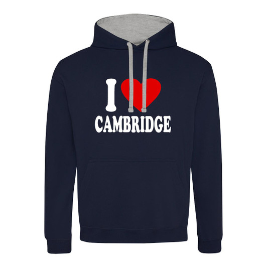 I Love Cambridge (White) Contrast Hoodie