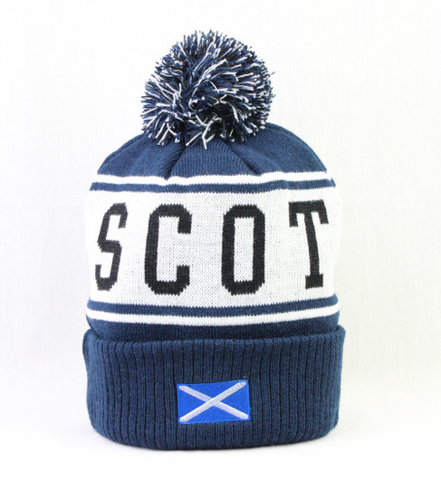 C3018J-NA Scotland Pom Pom Ski Hat - Navy